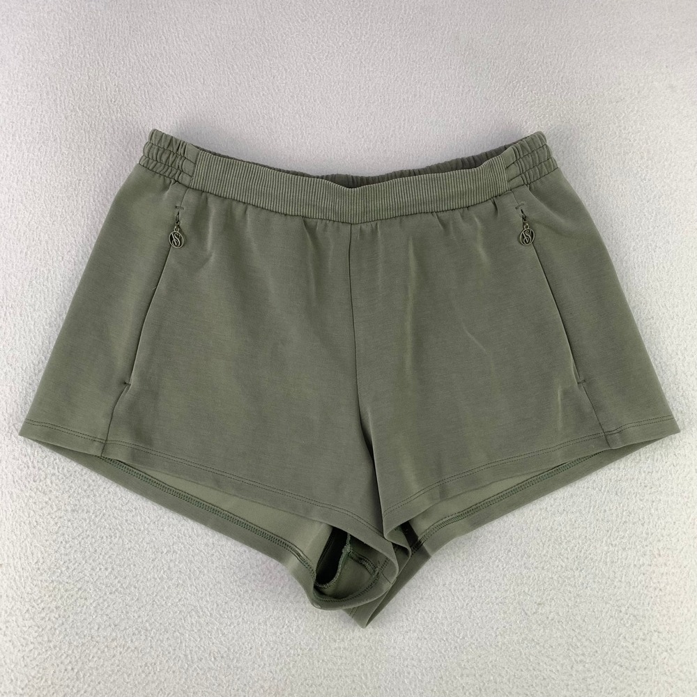 Victoria's Secret Lounge Shorts Women L Green Athletic Modal Elastic Waist Logo